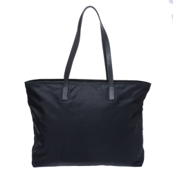 Pre Owned Prada Black Nylon and Leather Tote