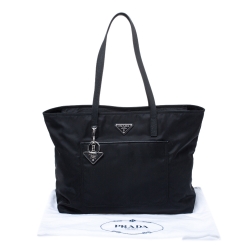 Pre Owned Prada Black Nylon and Leather Tote
