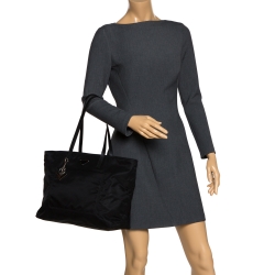 Pre Owned Prada Black Nylon and Leather Tote