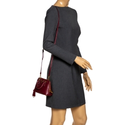 Pre Owned Prada Burgundy Saffiano Leather Mini Promenade Crossbody Bag