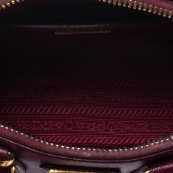 Pre Owned Prada Burgundy Saffiano Leather Mini Promenade Crossbody Bag
