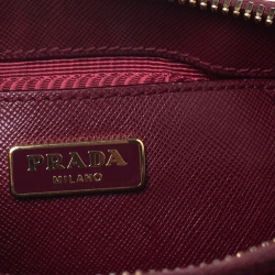 Pre Owned Prada Burgundy Saffiano Leather Mini Promenade Crossbody Bag