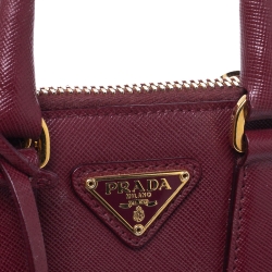 Pre Owned Prada Burgundy Saffiano Leather Mini Promenade Crossbody Bag