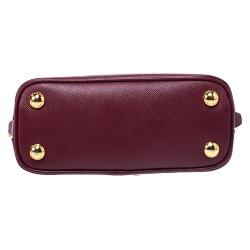 Pre Owned Prada Burgundy Saffiano Leather Mini Promenade Crossbody Bag