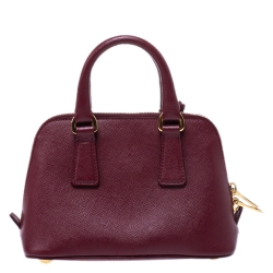 Pre Owned Prada Burgundy Saffiano Leather Mini Promenade Crossbody Bag