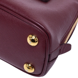 Pre Owned Prada Burgundy Saffiano Leather Mini Promenade Crossbody Bag