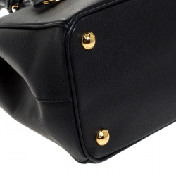 Pre Owned Prada Black Saffiano Lux Leather  Double Zip Tote