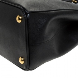 Pre Owned Prada Black Saffiano Lux Leather  Double Zip Tote
