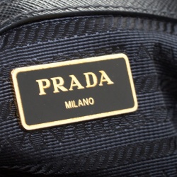 Pre Owned Prada Black Saffiano Lux Leather  Double Zip Tote