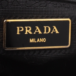 Pre Owned Prada Black Saffiano Lux Leather Mini Double Zip Tote