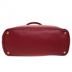 Pre Owned Prada Red Saffiano Lux Leather Large Double Zip Tote