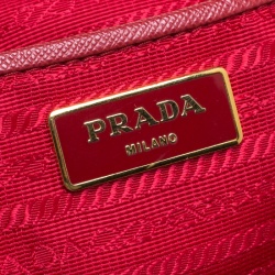 Pre Owned Prada Red Saffiano Lux Leather Large Double Zip Tote