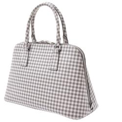 Pre Owned Prada Gray/White Leather Saffiano Lux Satchel