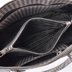 Pre Owned Prada Gray/White Leather Saffiano Lux Satchel