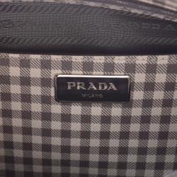 Pre Owned Prada Gray/White Leather Saffiano Lux Satchel