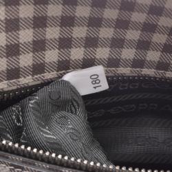 Pre Owned Prada Gray/White Leather Saffiano Lux Satchel
