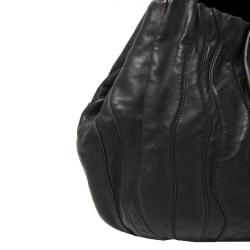 Pre Owned Prada Black Nappa Leather Waves Hobo