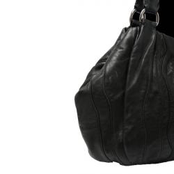 Pre Owned Prada Black Nappa Leather Waves Hobo