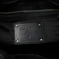 Pre Owned Prada Black Nappa Leather Waves Hobo
