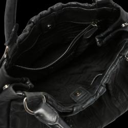 Pre Owned Prada Black Nappa Leather Waves Hobo