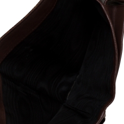 Pre Owned Prada Brown Printed Patent Leather Trifold Wallet