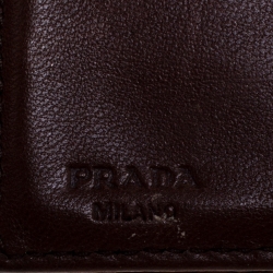 Pre Owned Prada Brown Printed Patent Leather Trifold Wallet