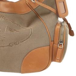 مملوكة مسبقًا Prada Beige Trim Logo Jacquard Hobo Bag