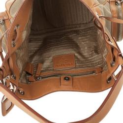 مملوكة مسبقًا Prada Beige Trim Logo Jacquard Hobo Bag
