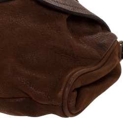 Pre Owned Prada Brown Leather Rhinestones Embellished Small Shoulder Bag