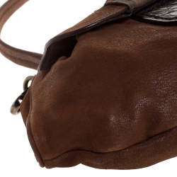 Pre Owned Prada Brown Leather Rhinestones Embellished Small Shoulder Bag