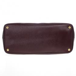 مملوكة مسبقًا Prada Maroon Saffiano Lux Double-Zip Large Tote