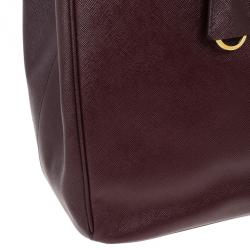 مملوكة مسبقًا Prada Maroon Saffiano Lux Double-Zip Large Tote