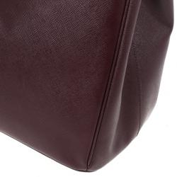 مملوكة مسبقًا Prada Maroon Saffiano Lux Double-Zip Large Tote