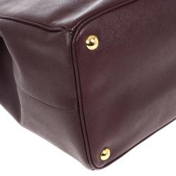 مملوكة مسبقًا Prada Maroon Saffiano Lux Double-Zip Large Tote