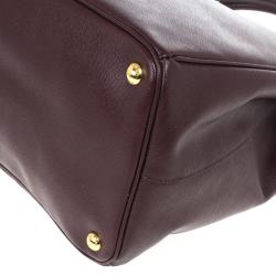 مملوكة مسبقًا Prada Maroon Saffiano Lux Double-Zip Large Tote