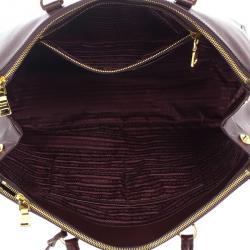 مملوكة مسبقًا Prada Maroon Saffiano Lux Double-Zip Large Tote