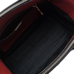 Pre Owned Prada Black/Brown Leather and Calfhair Twin Pocket Tote