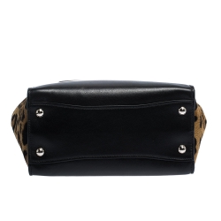 Pre Owned Prada Black/Brown Leather and Calfhair Twin Pocket Tote