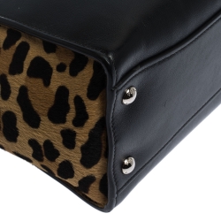 Pre Owned Prada Black/Brown Leather and Calfhair Twin Pocket Tote