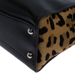 Pre Owned Prada Black/Brown Leather and Calfhair Twin Pocket Tote