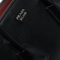 Pre Owned Prada Black/Brown Leather and Calfhair Twin Pocket Tote