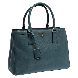 Pre Owned Prada Moss Green Saffiano Lux Leather Medium Galleria Tote