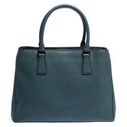 Pre Owned Prada Moss Green Saffiano Lux Leather Medium Galleria Tote