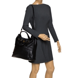 Pre Owned Prada Black Vitello Daino Leather Shopper Tote