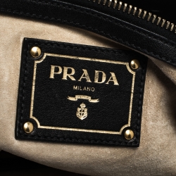 Pre Owned Prada Black Vitello Daino Leather Shopper Tote