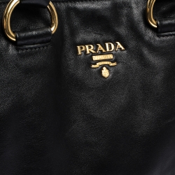 Pre Owned Prada Black Vitello Daino Leather Shopper Tote