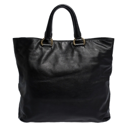 Pre Owned Prada Black Vitello Daino Leather Shopper Tote