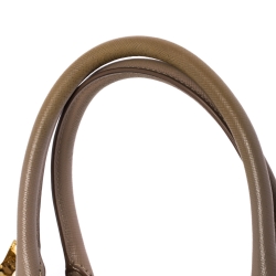 Pre Owned Prada Nude Saffiano Lux Leather Medium Double Zip Tote