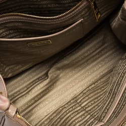 Pre Owned Prada Nude Saffiano Lux Leather Medium Double Zip Tote