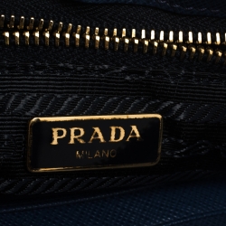 Pre Owned Prada Blue Saffiano Lux Leather Vela Clutch Bag